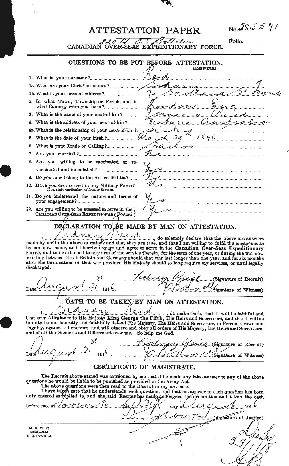Personnel Records of the First World War - CEF 601958a
