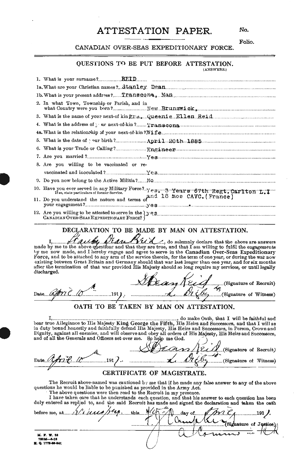 Personnel Records of the First World War - CEF 601968a