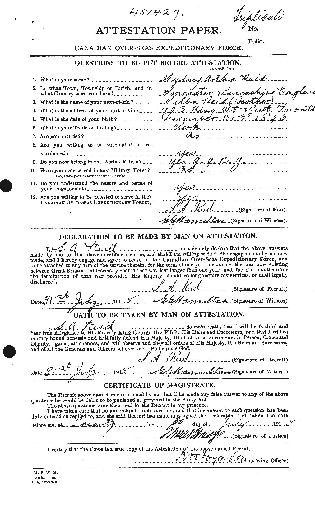 Personnel Records of the First World War - CEF 601975a