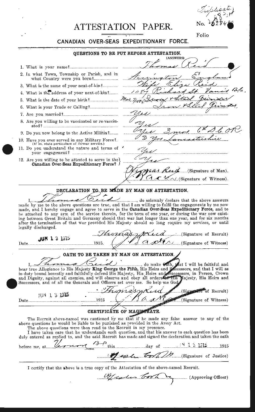 Personnel Records of the First World War - CEF 601982a