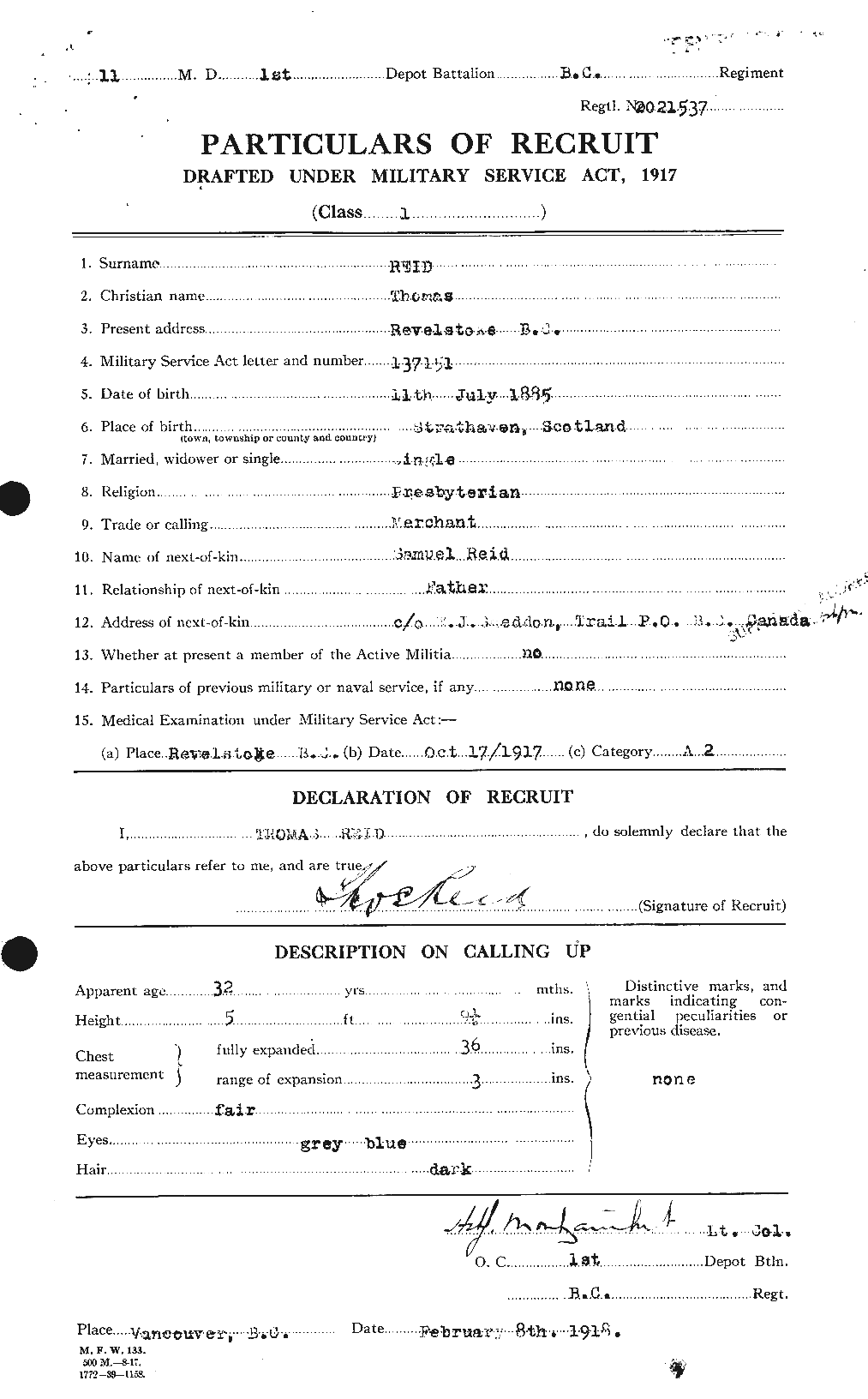 Personnel Records of the First World War - CEF 601989a