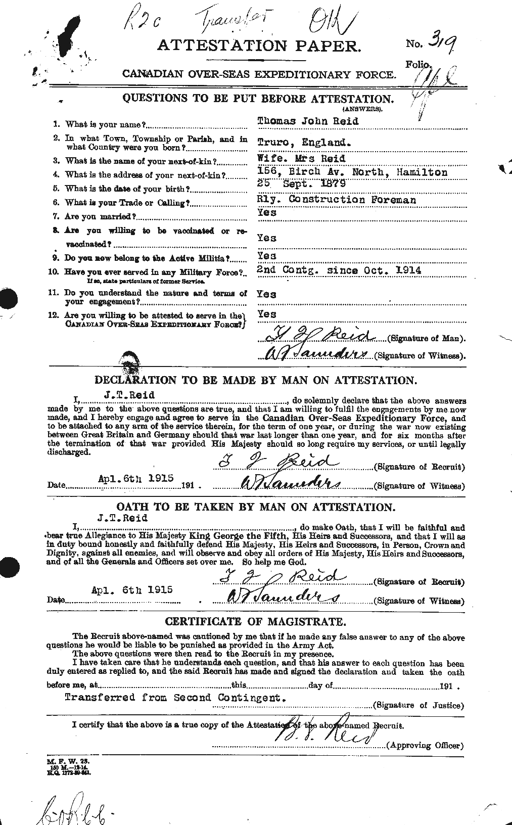 Personnel Records of the First World War - CEF 602000a
