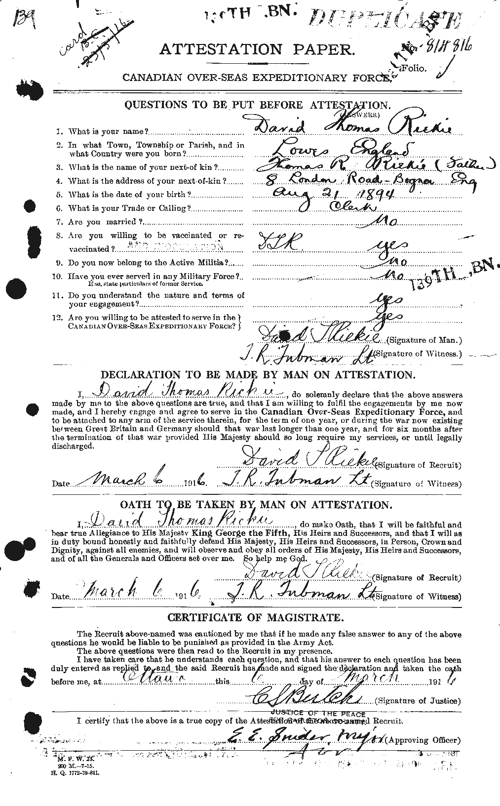 Personnel Records of the First World War - CEF 603062a