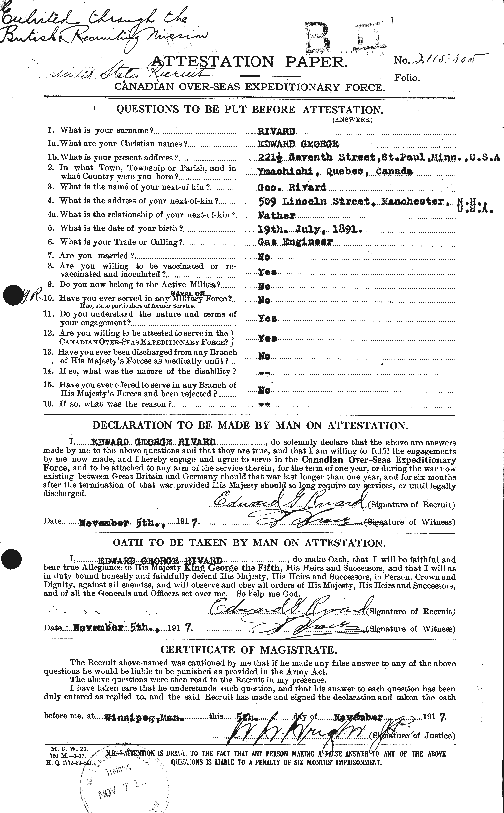 Personnel Records of the First World War - CEF 603989a