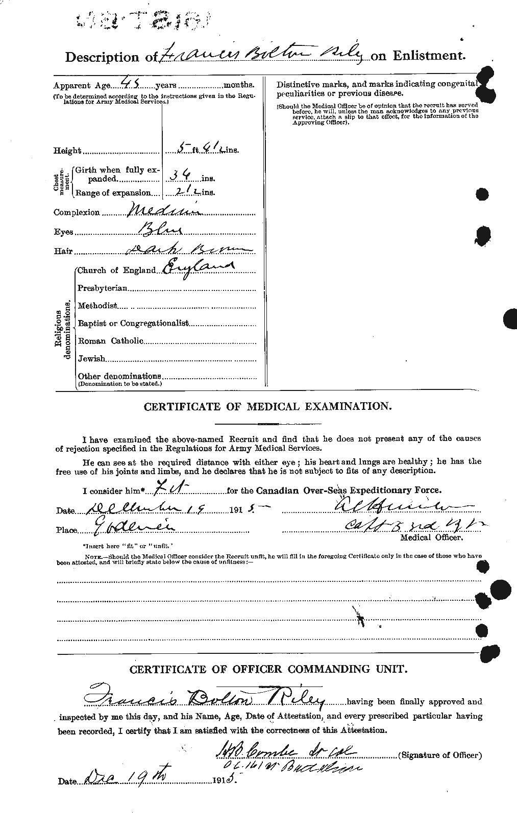 Dossiers du Personnel de la Première Guerre mondiale - CEC 604647b
