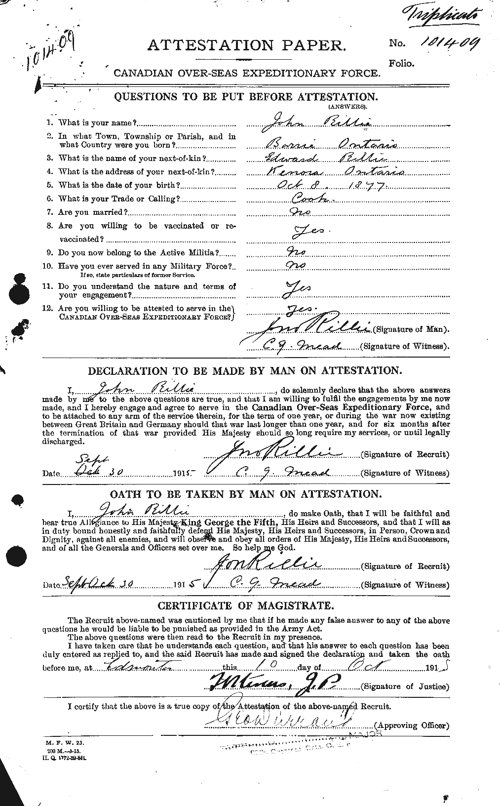 Personnel Records of the First World War - CEF 605460a