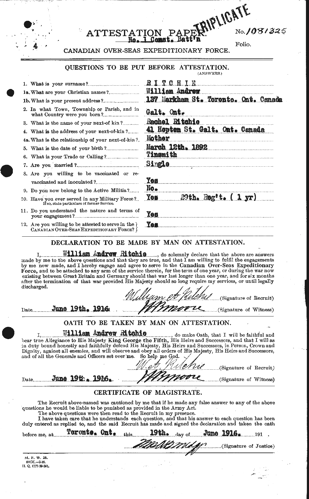Personnel Records of the First World War - CEF 605568a