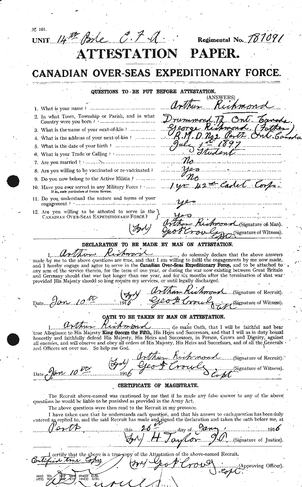 Personnel Records of the First World War - CEF 605888a
