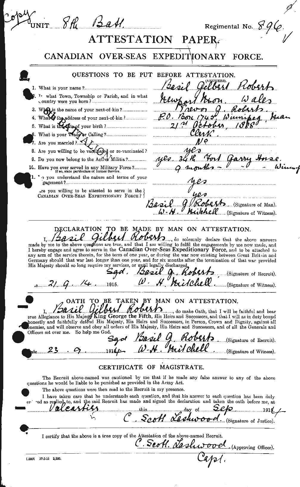 Personnel Records of the First World War - CEF 606268a