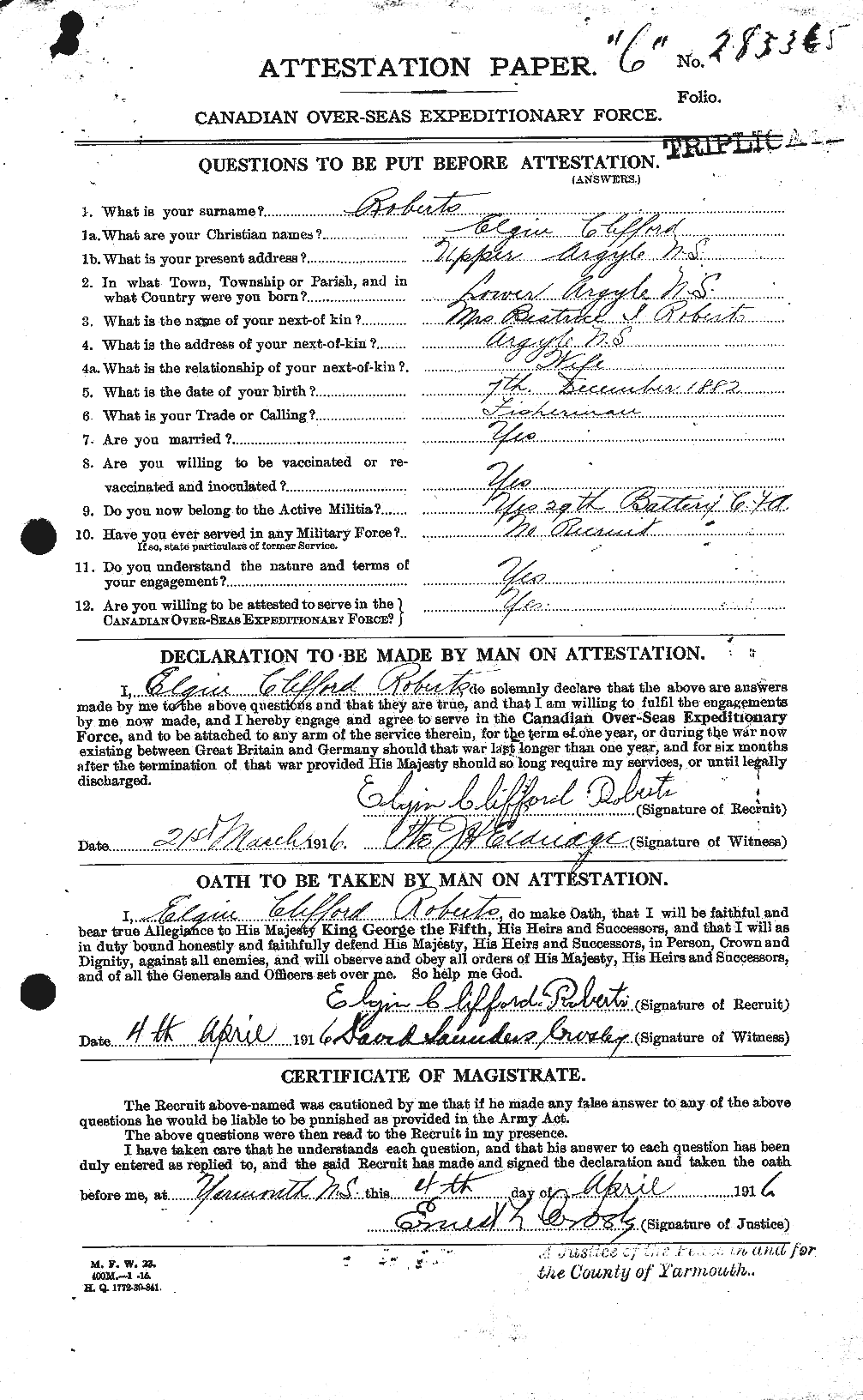 Personnel Records of the First World War - CEF 606762a