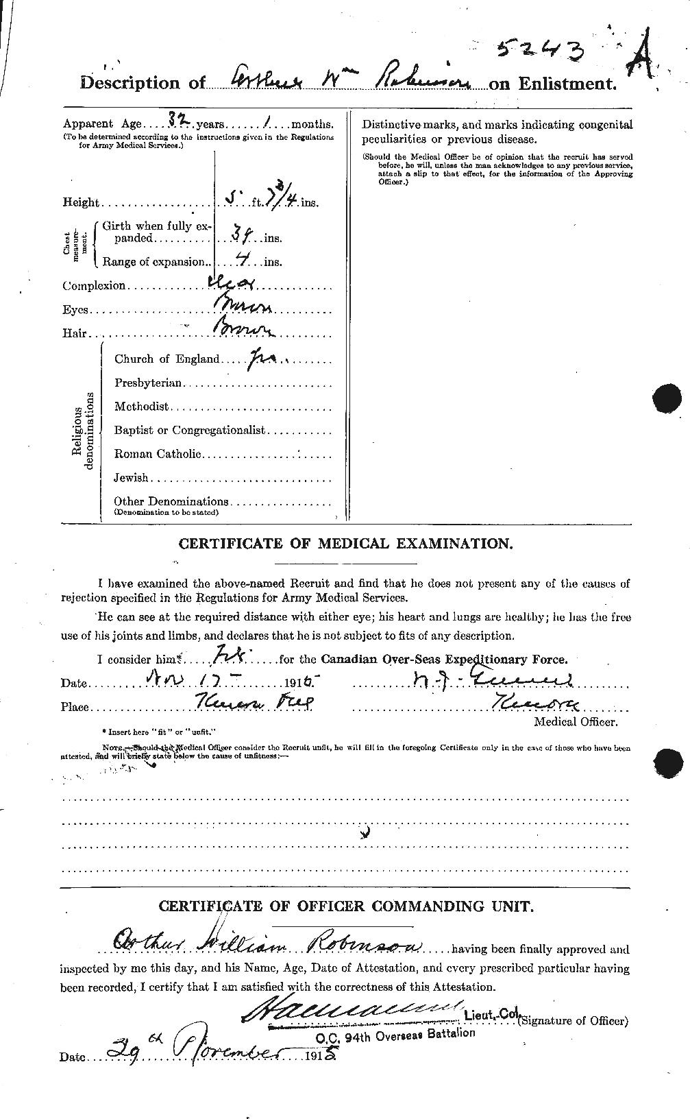 Dossiers du Personnel de la Première Guerre mondiale - CEC 607010b