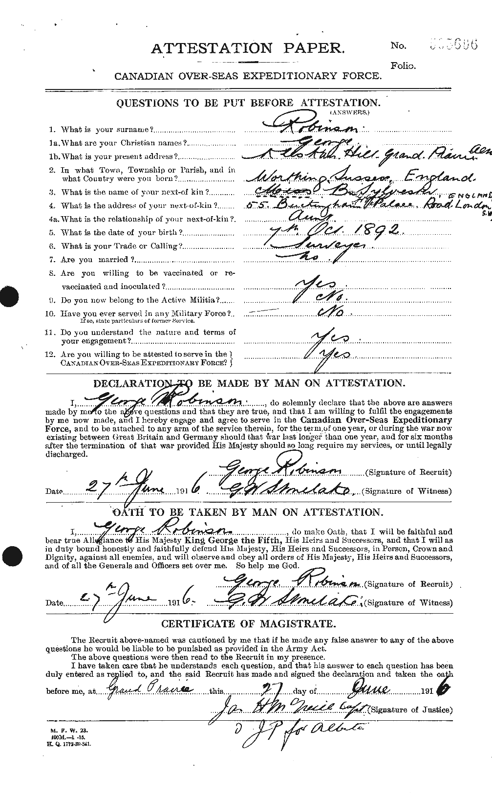 Personnel Records of the First World War - CEF 607354a
