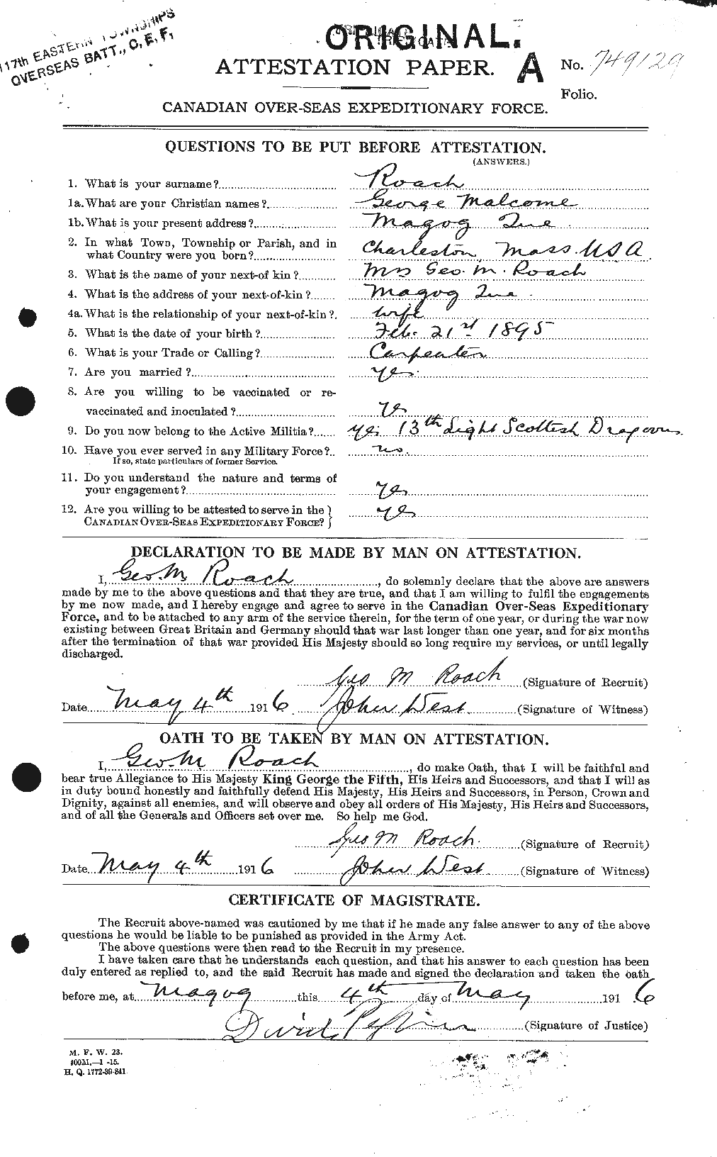 Personnel Records of the First World War - CEF 608367a