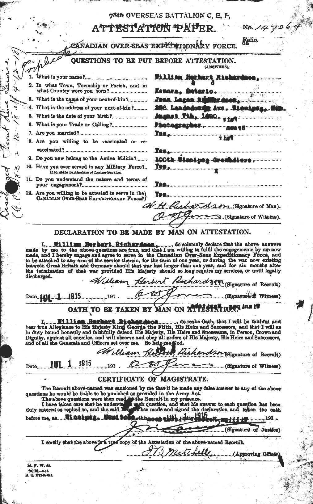 Personnel Records of the First World War - CEF 608581a