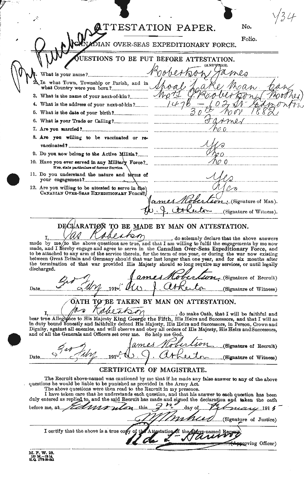 Personnel Records of the First World War - CEF 608615a