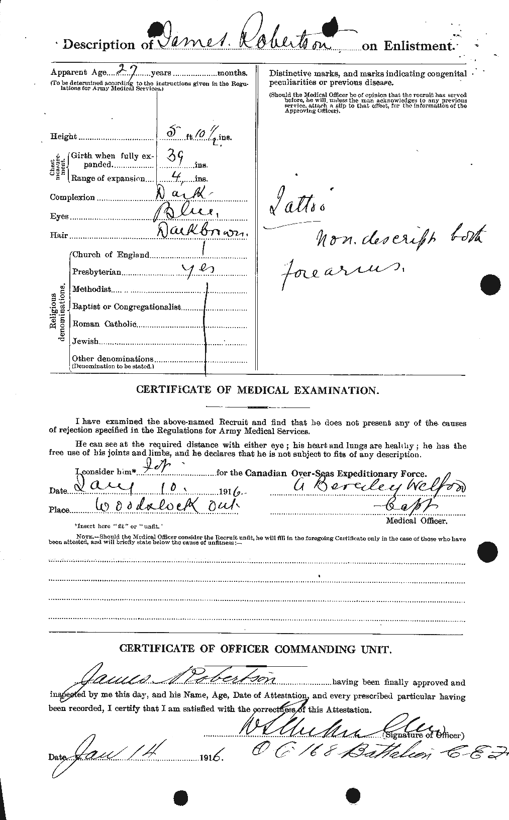 Dossiers du Personnel de la Première Guerre mondiale - CEC 608657b