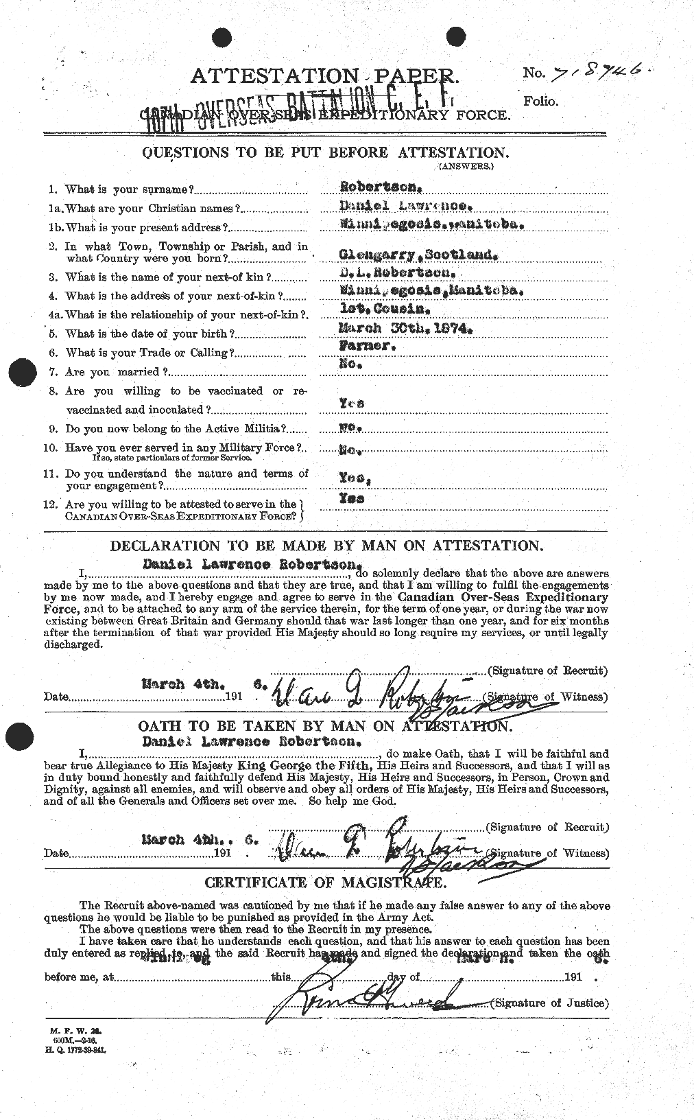 Personnel Records of the First World War - CEF 608814a