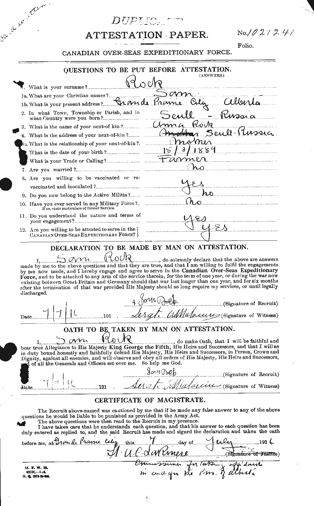 Personnel Records of the First World War - CEF 609128a
