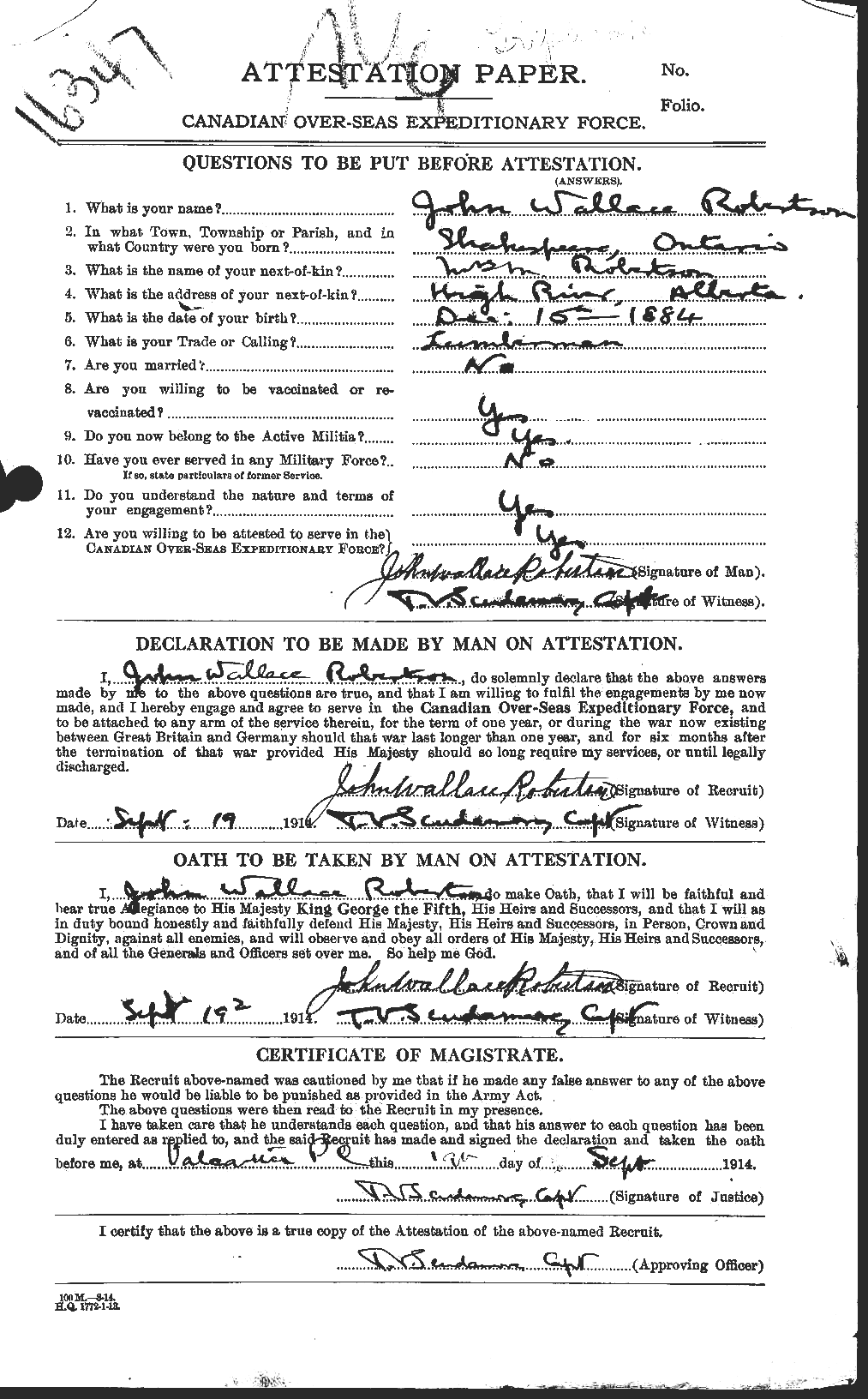 Personnel Records of the First World War - CEF 610303a