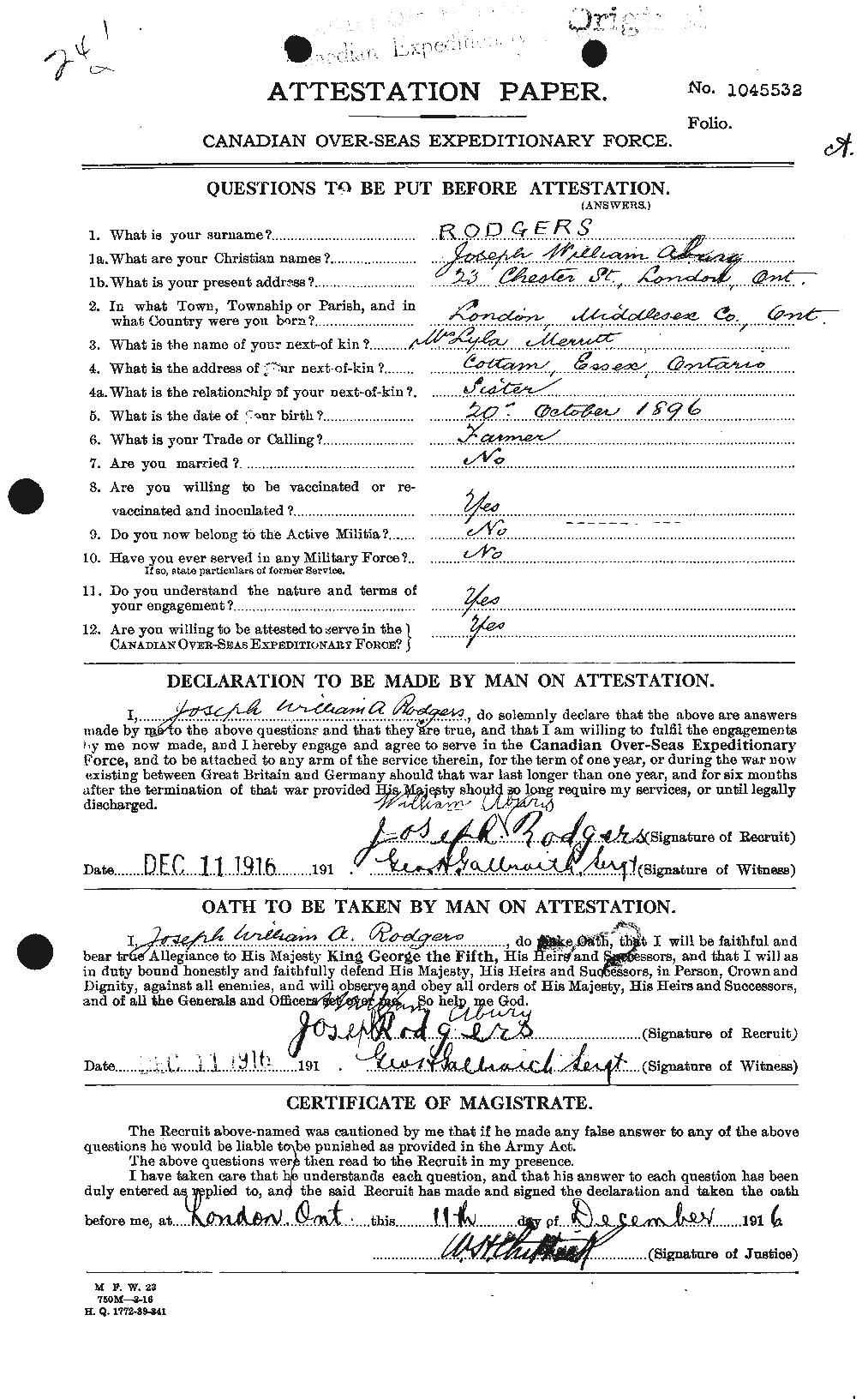 Personnel Records of the First World War - CEF 610438a