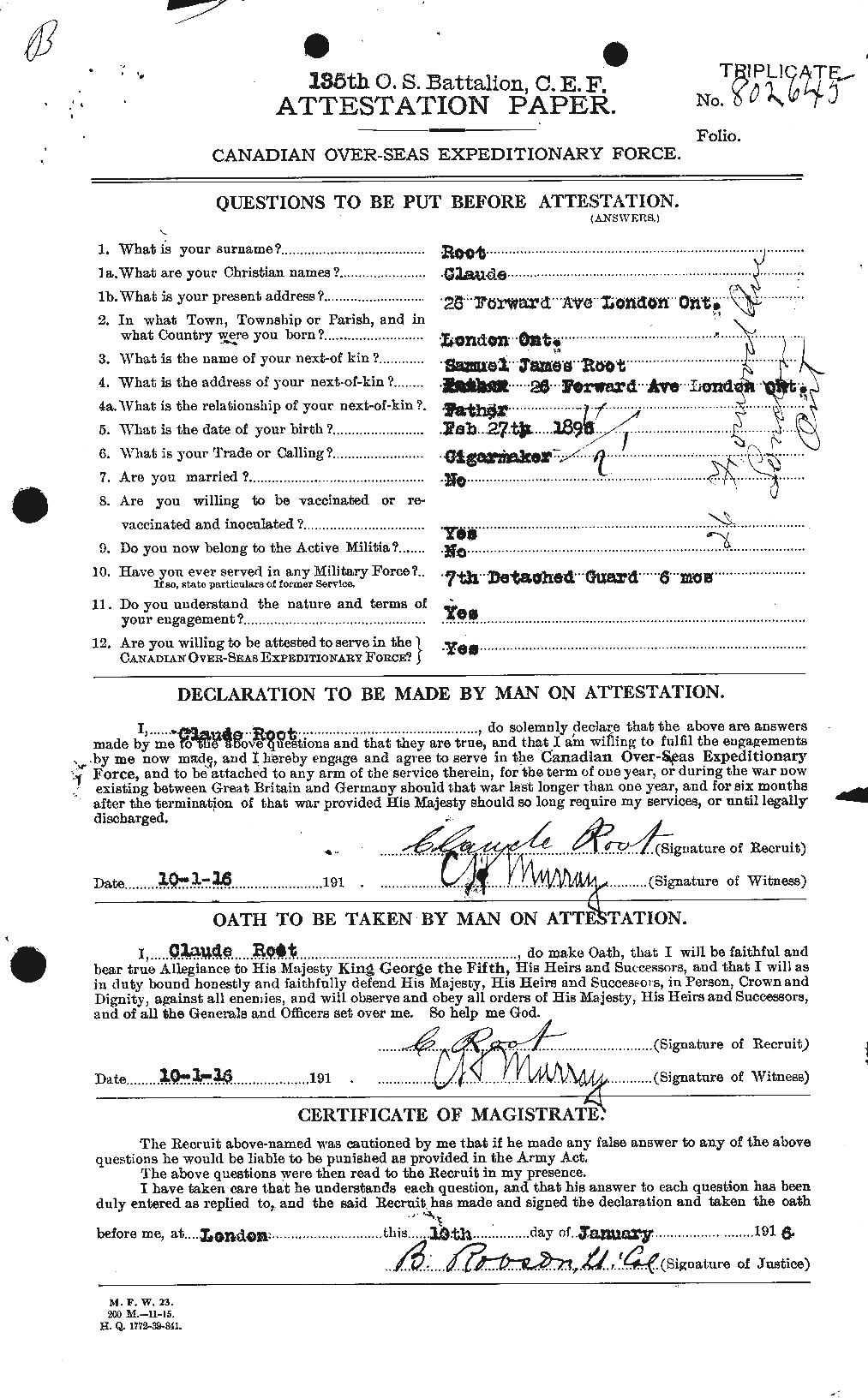 Personnel Records of the First World War - CEF 610542a