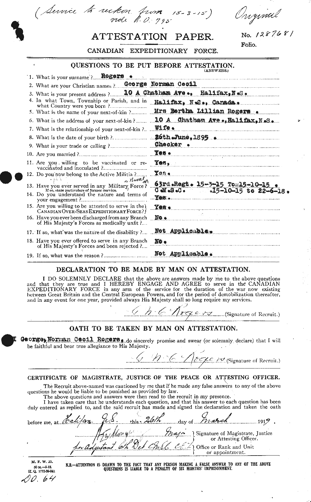 Personnel Records of the First World War - CEF 611097a