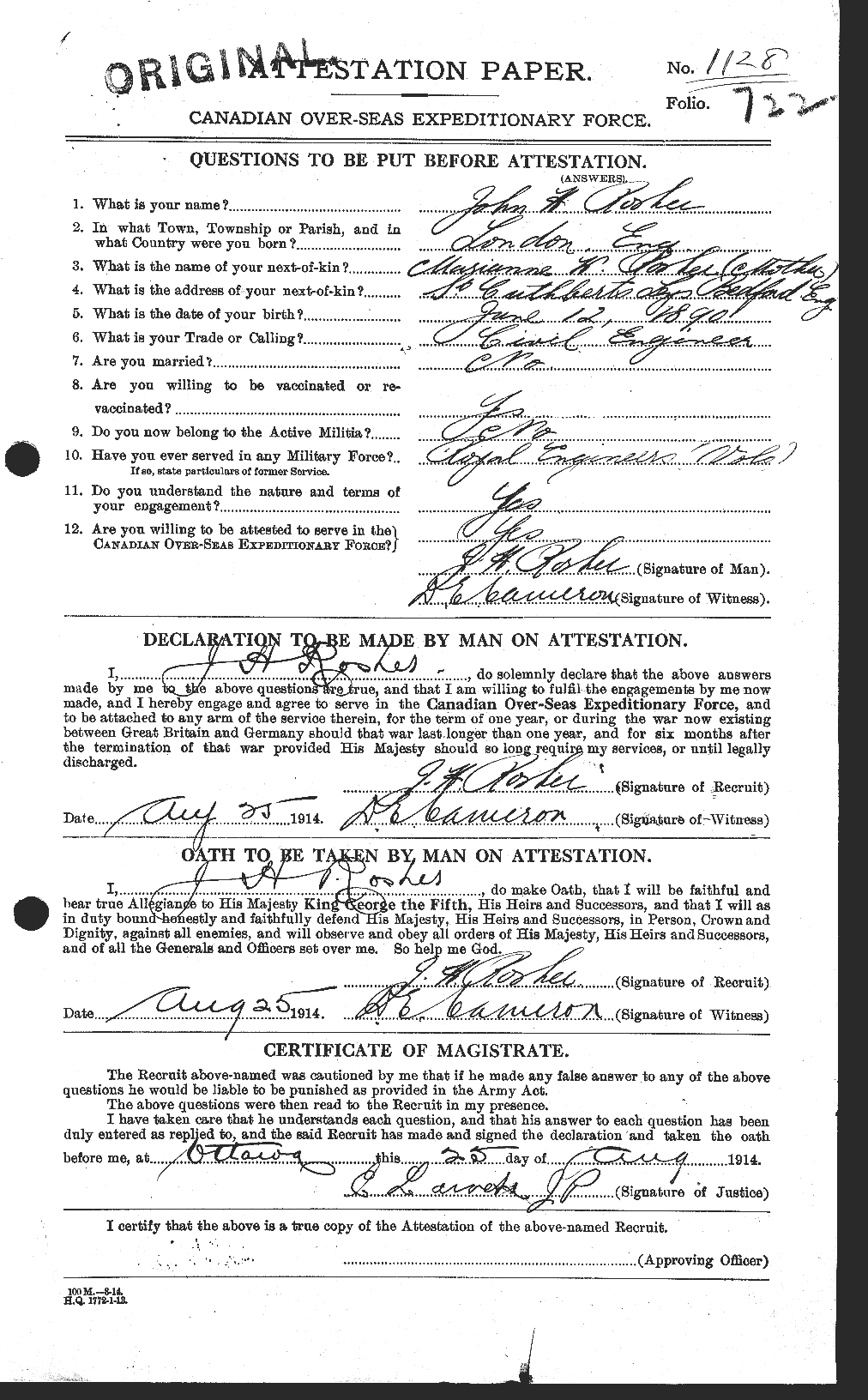 Personnel Records of the First World War - CEF 611298a