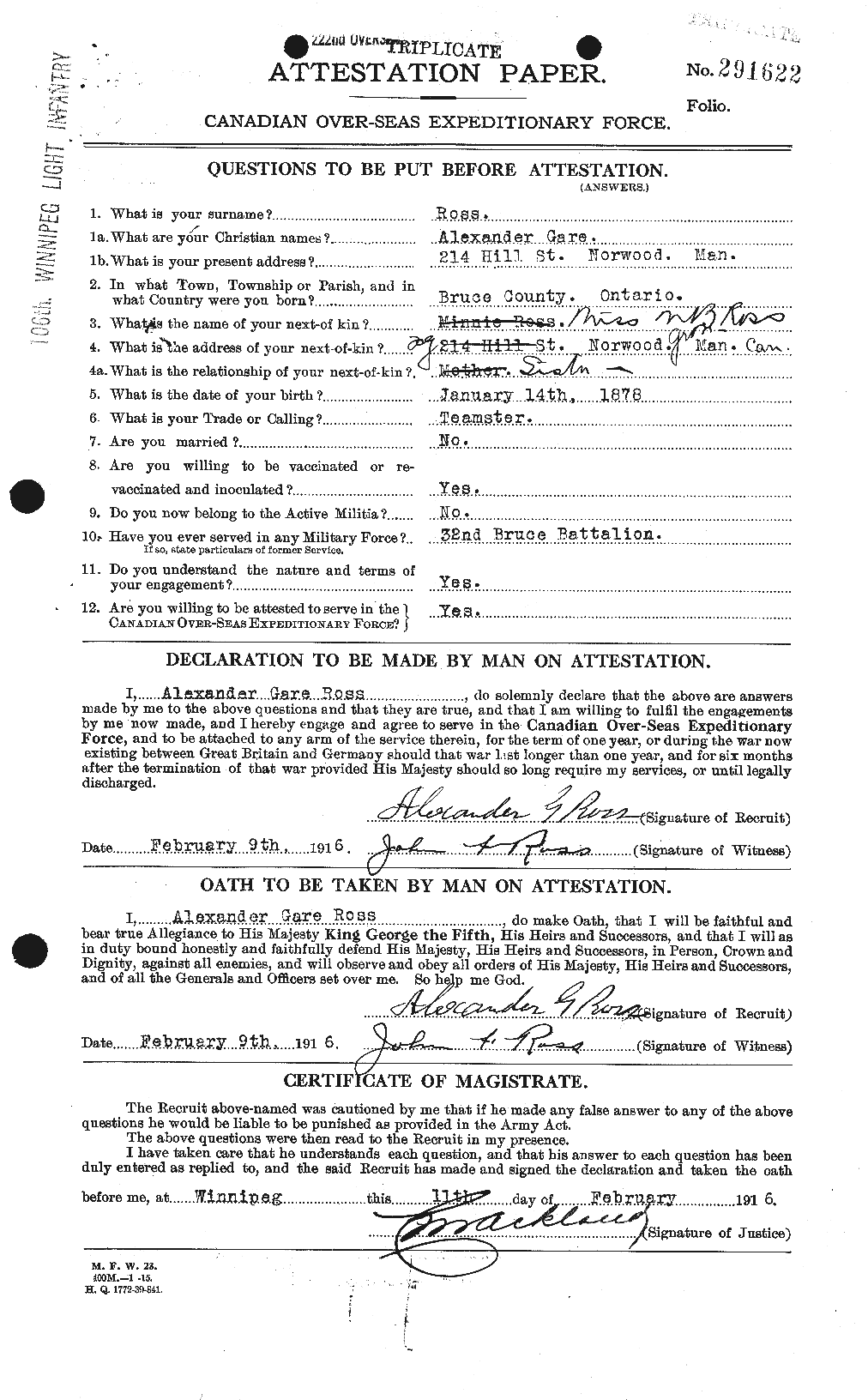 Personnel Records of the First World War - CEF 611400a