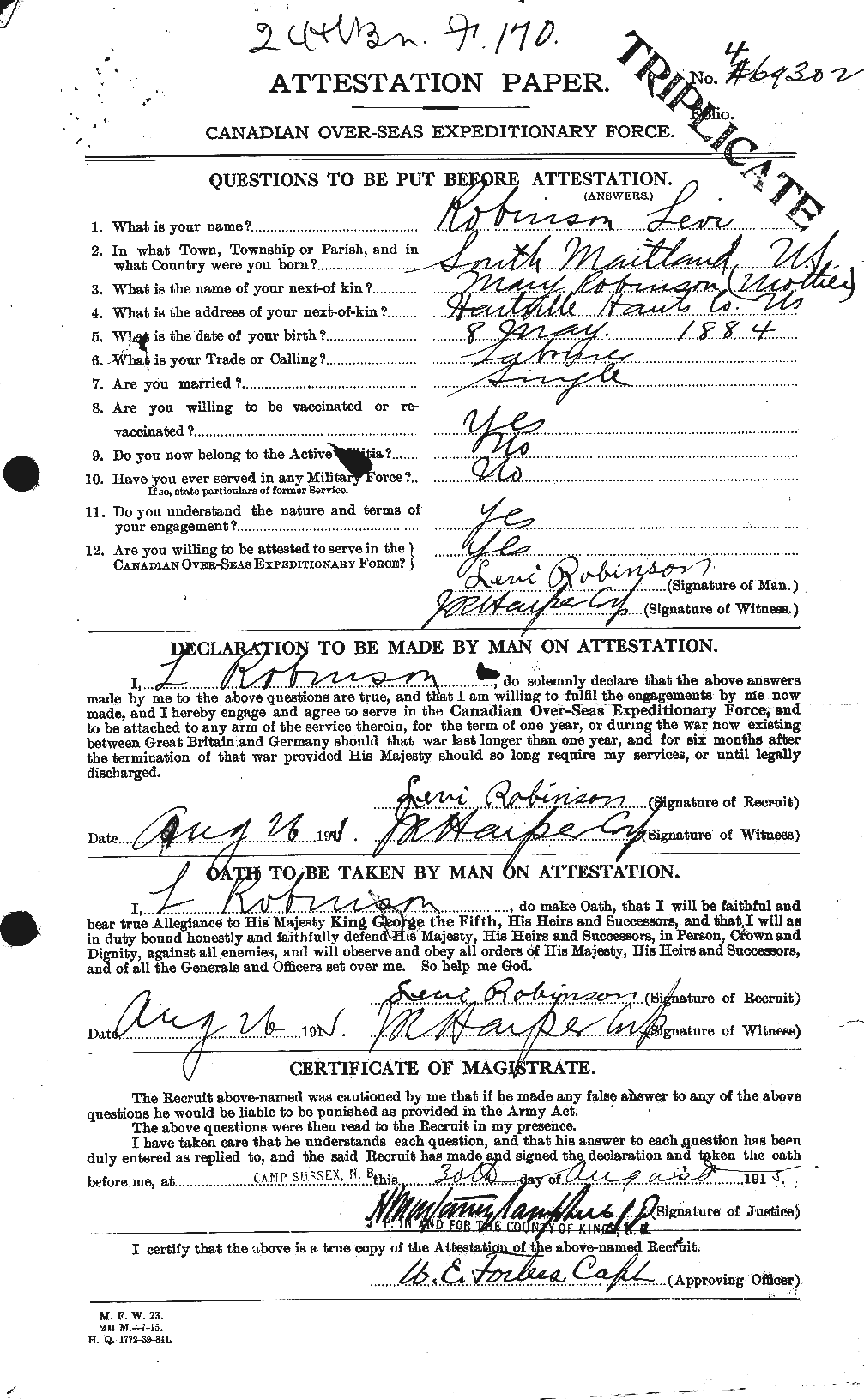 Personnel Records of the First World War - CEF 611654a