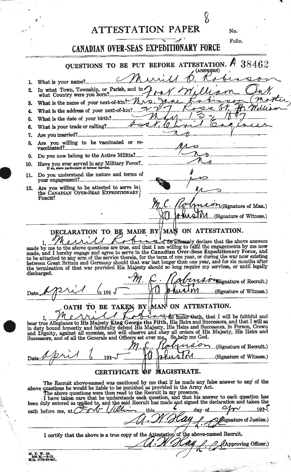 Personnel Records of the First World War - CEF 611676a