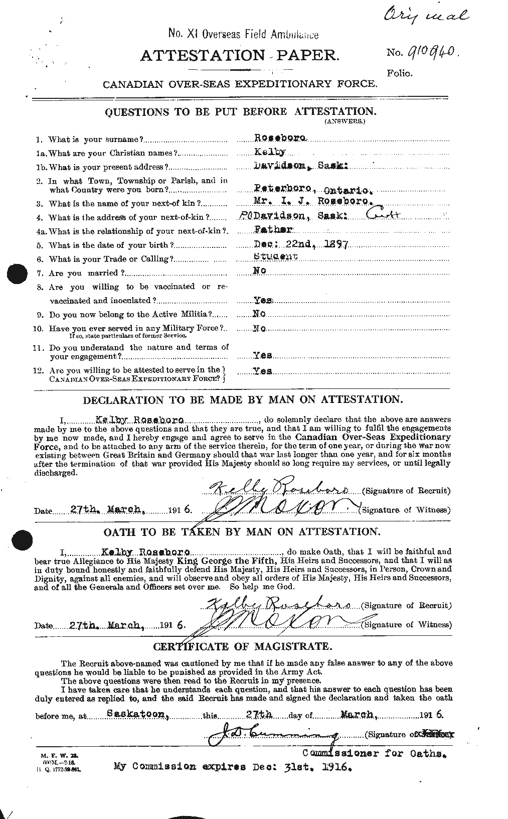 Personnel Records of the First World War - CEF 612606a