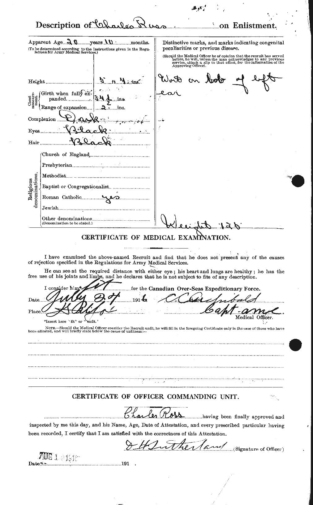 Dossiers du Personnel de la Première Guerre mondiale - CEC 612743b