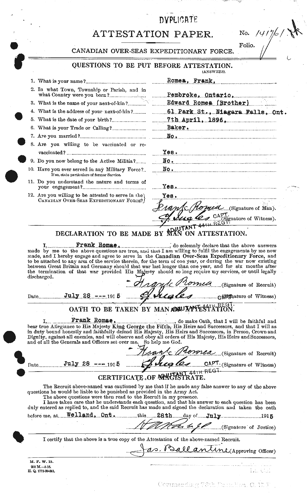 Personnel Records of the First World War - CEF 613606a
