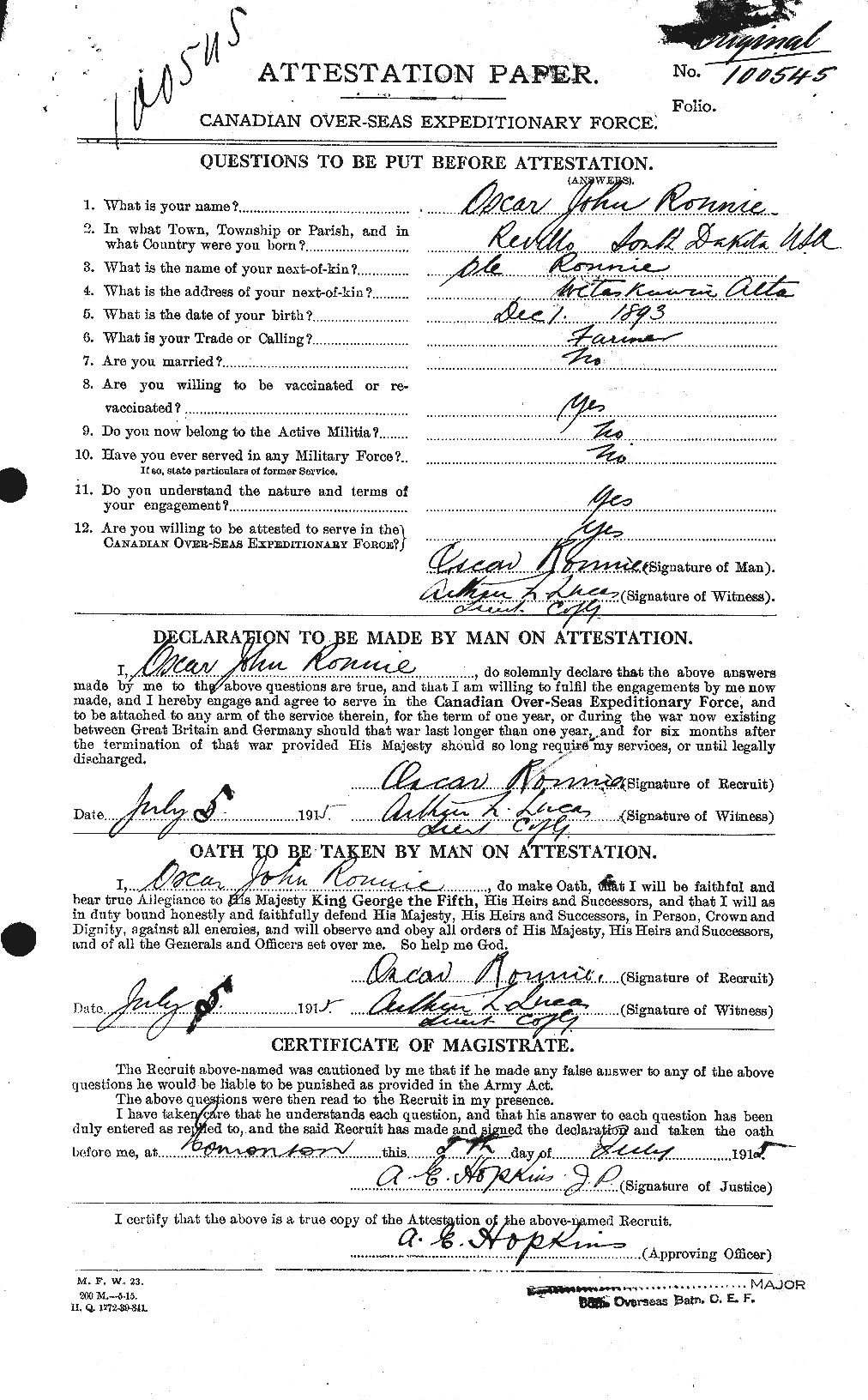 Personnel Records of the First World War - CEF 613801a