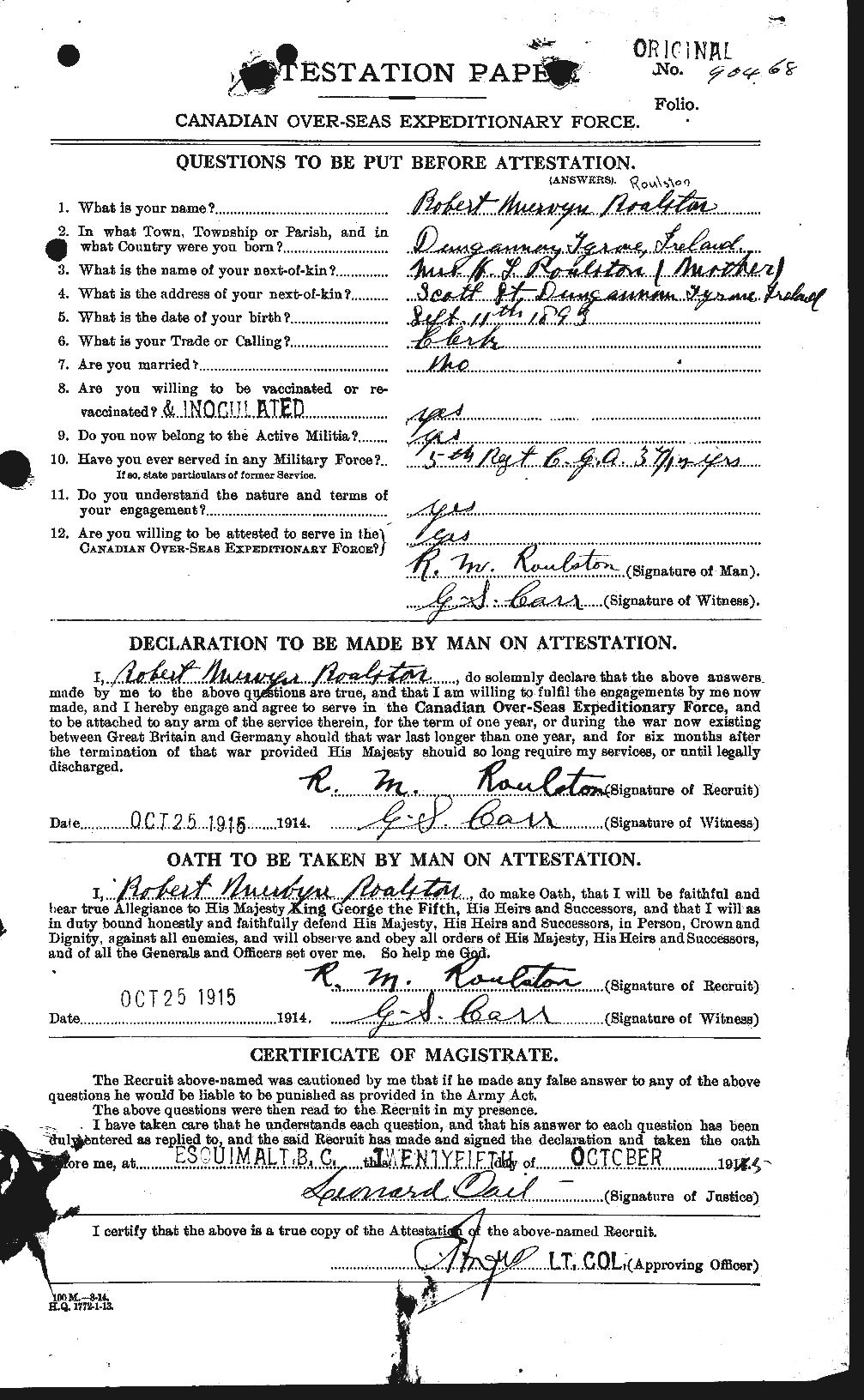 Personnel Records of the First World War - CEF 614640a