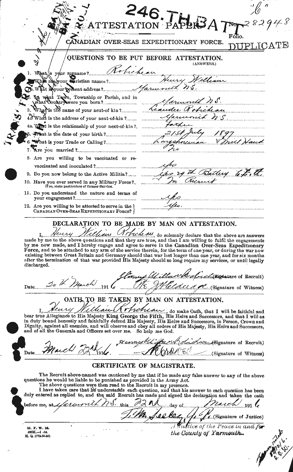 Personnel Records of the First World War - CEF 614836a