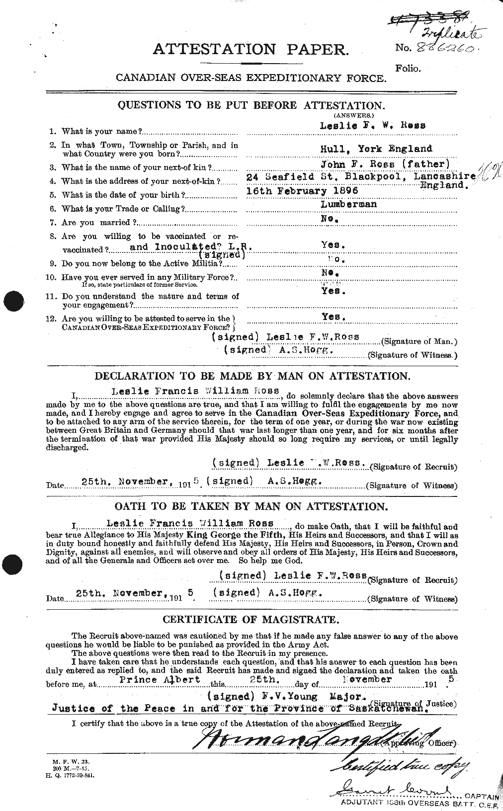 Personnel Records of the First World War - CEF 614991a