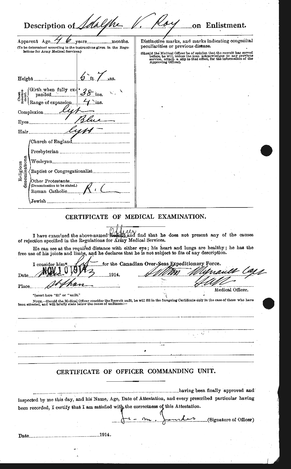 Dossiers du Personnel de la Première Guerre mondiale - CEC 615559b