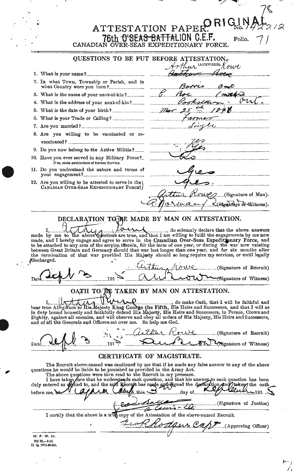 Personnel Records of the First World War - CEF 615791a