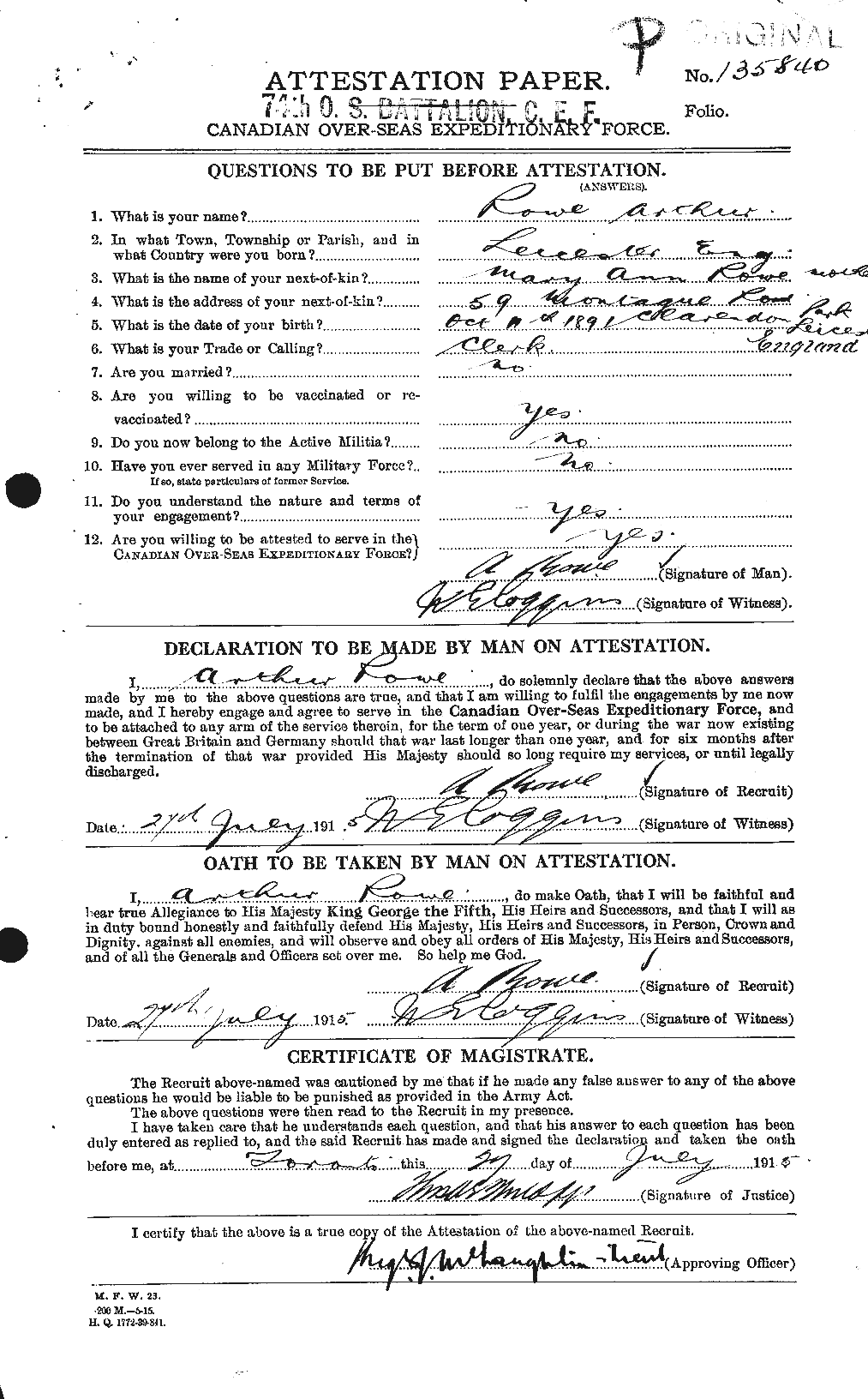 Personnel Records of the First World War - CEF 615794a