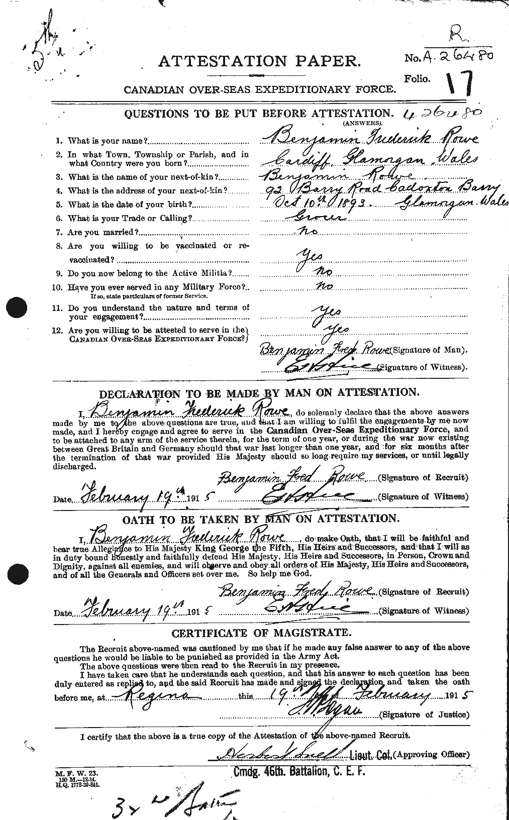 Personnel Records of the First World War - CEF 615806a