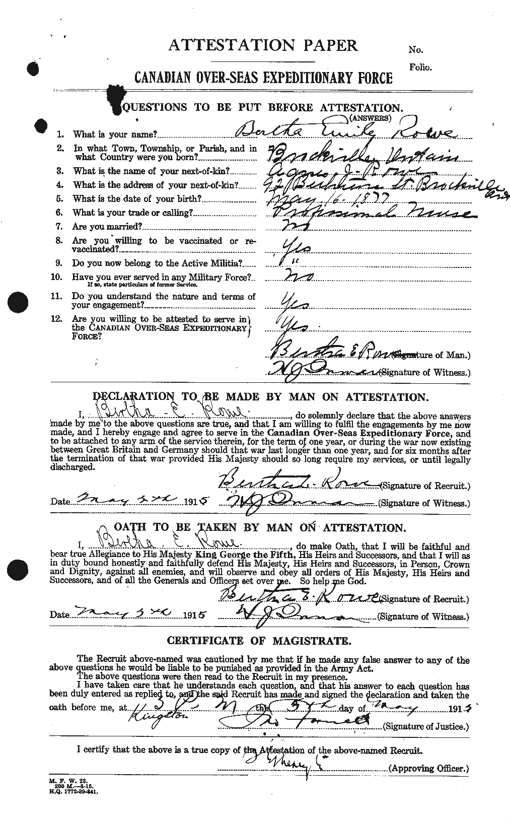 Personnel Records of the First World War - CEF 615810a