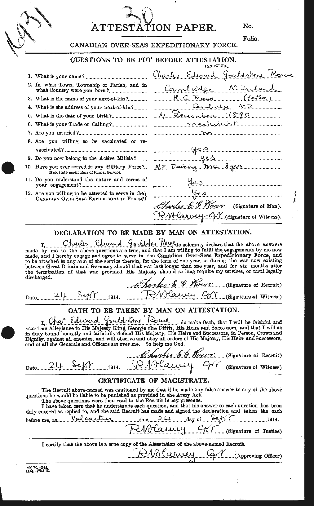 Personnel Records of the First World War - CEF 615815a