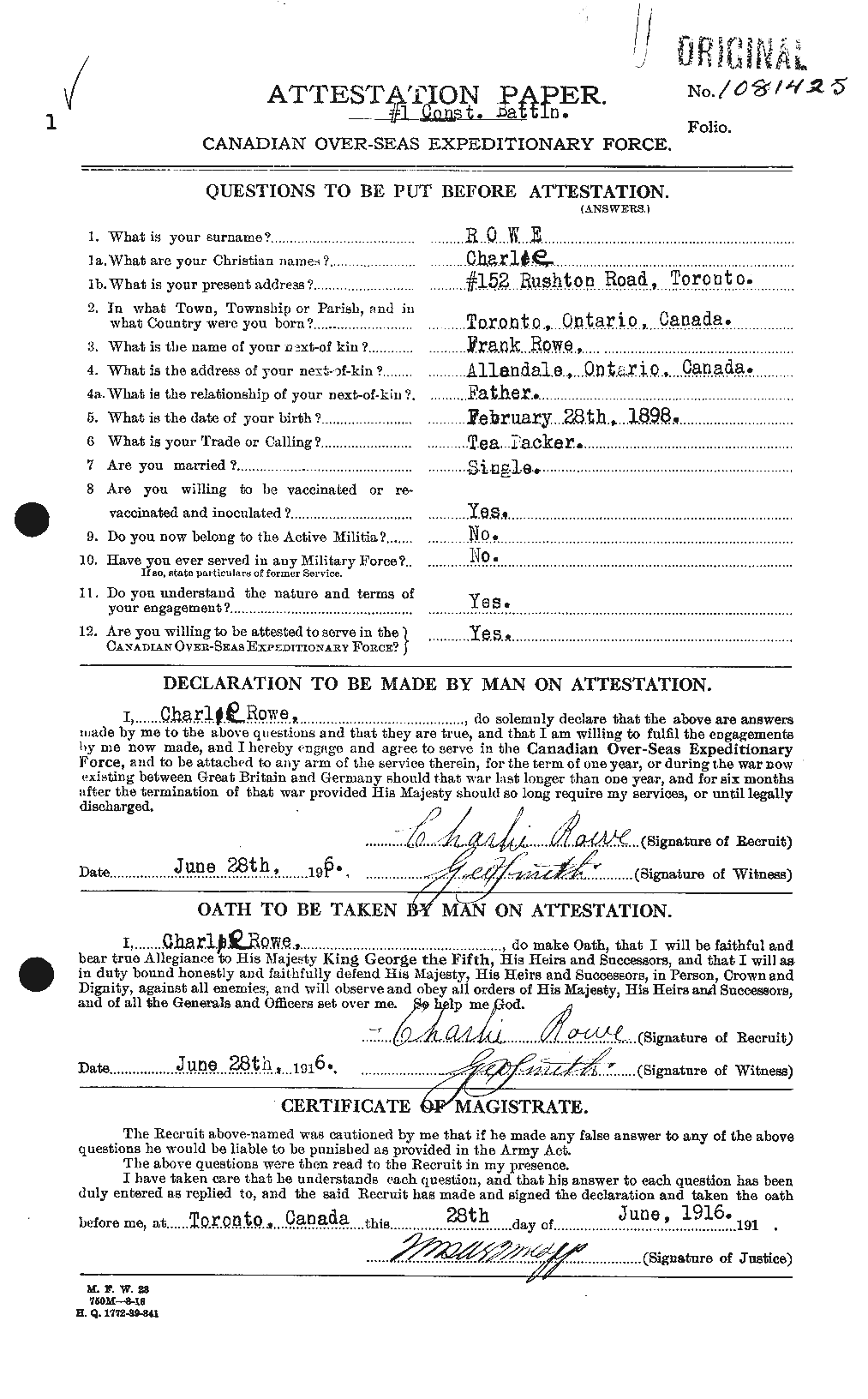 Personnel Records of the First World War - CEF 615820a