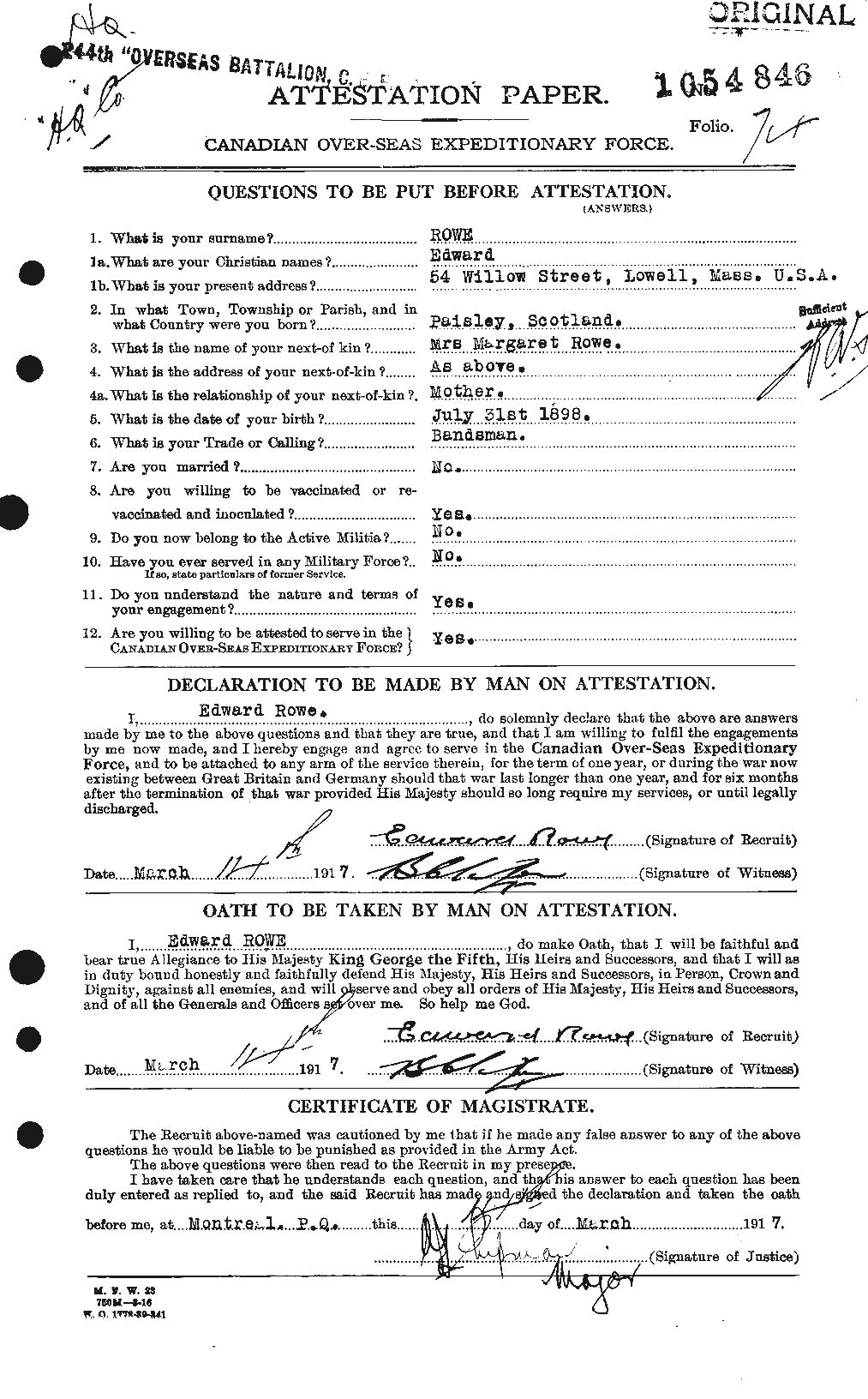 Personnel Records of the First World War - CEF 615832a