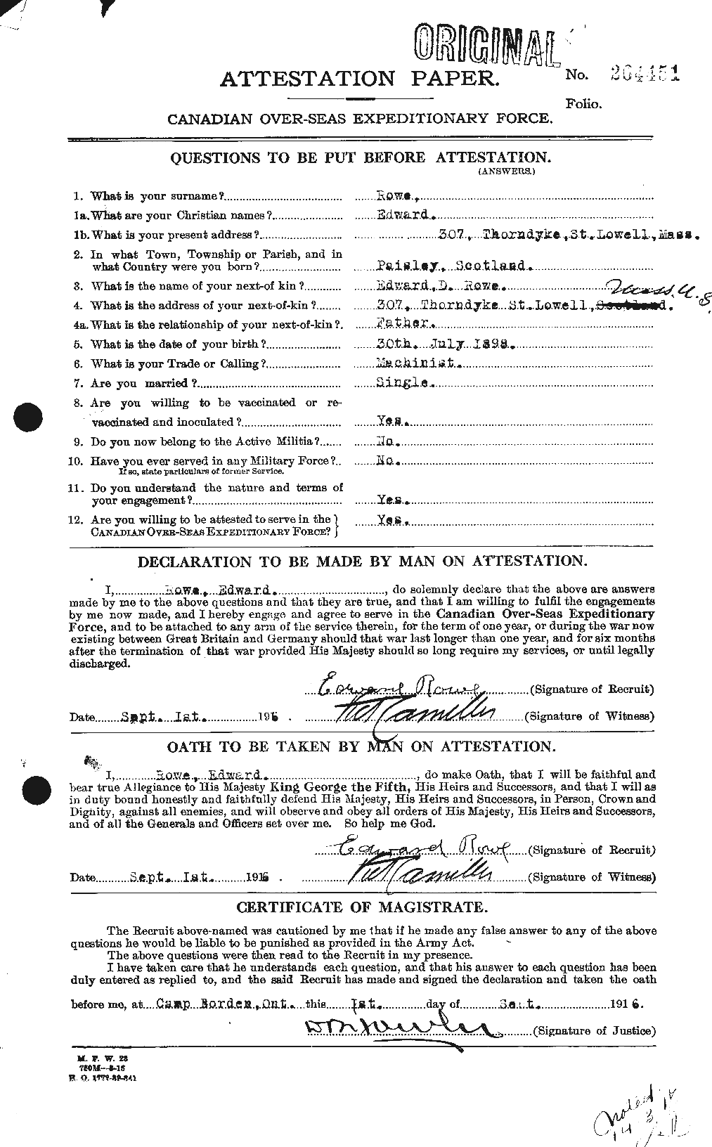 Personnel Records of the First World War - CEF 615833a