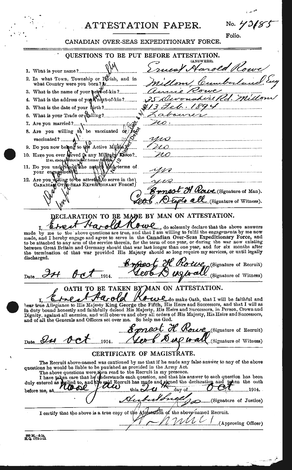 Personnel Records of the First World War - CEF 615845a