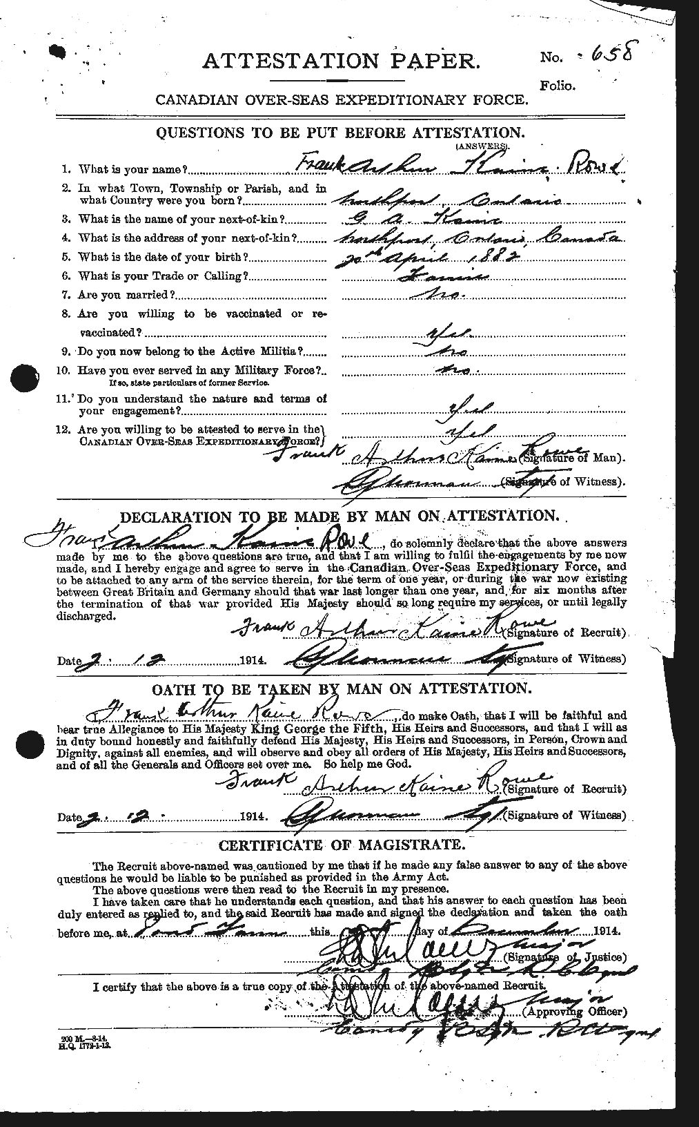 Personnel Records of the First World War - CEF 615854a