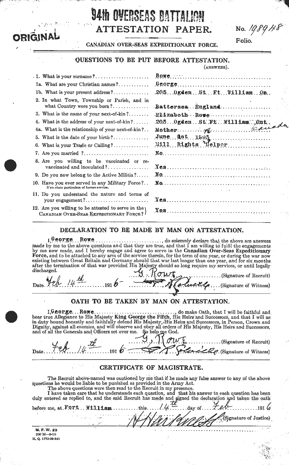 Personnel Records of the First World War - CEF 615871a