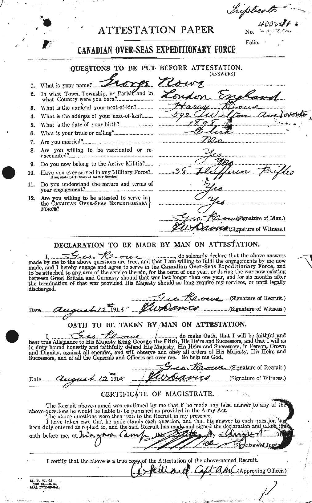 Personnel Records of the First World War - CEF 615872a